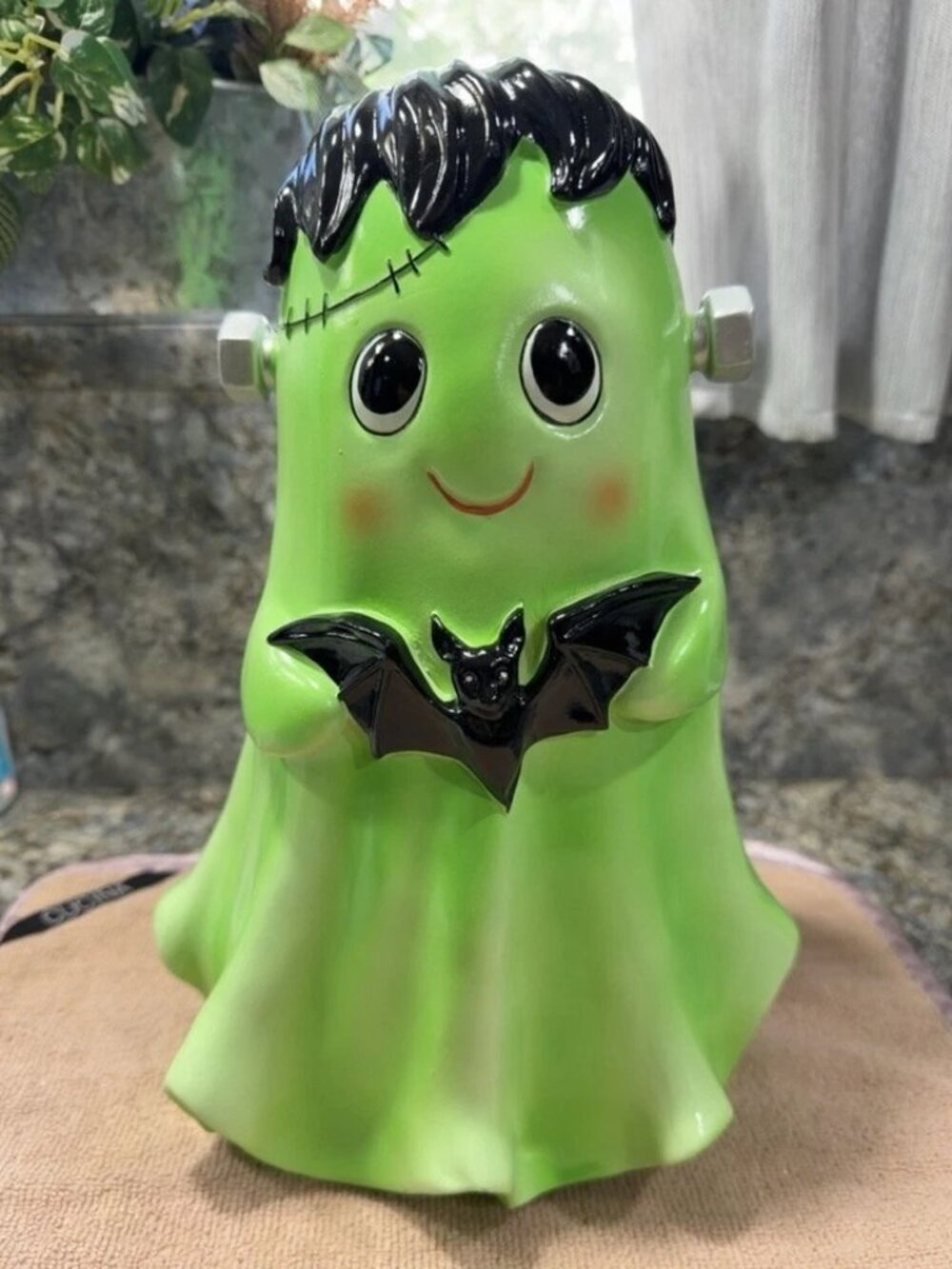 Frankenstein Ghost Halloween Decor Figure w/ Bat 12” NWT Marshalls Spooky Cute